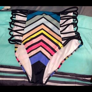 PINK high waisted bathing suit bottoms